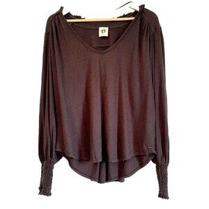 Free People Bella Large Top Women's Black Long Sleeve Top